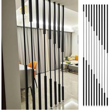 Imagem de Divisória de sala de 50 mm de separação de parede do chão ao teto, barra divisória de sala de decoração oca preta, apartamento de estúdio/porta/capa de parede para casa