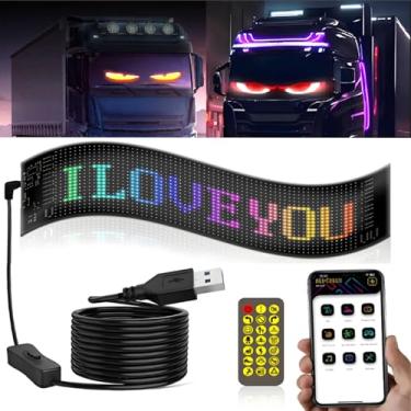 Imagem de Luz de olhos de diabo para para-brisas de carro/caminhão, 1 peça de 14,7 x 3,15 cm ojos led para carro, olhos de carro, led animado, placa de LED de rolagem brilhante para carro, loja, festa, bar