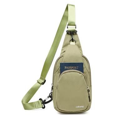 Imagem de cakang Pequena bolsa tiracolo feminina bolsa tiracolo moderna de couro cruzado pochete no peito, Verde