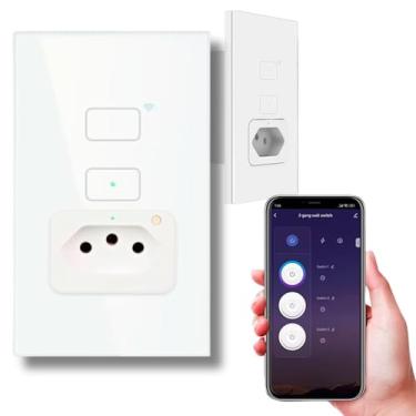 Imagem de Interruptor Tomada Inteligente WiFi, Compatível com Alexa e Google Home, Controle Remoto via App, Automação Residencial, Proteção Contra Sobrecarga, Bivolt