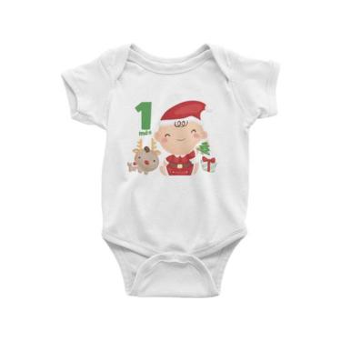 Imagem de Body Bebê Infantil Meu Primeiro Natal Feliz Natal Mesversário 1 mês Br