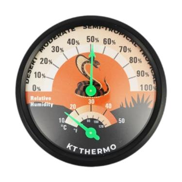 Imagem de IEUDNS Caixa de réptil Analog Temperatura Medidor de umidade Termograph HyGroph INSTALAÇÃO FÁCIL de PET Supplies para incubadores incubadores, Laranja