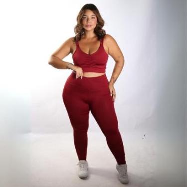 Imagem de Conjunto Plus Size Academia Legging Modeladora Top Franzido-Feminino