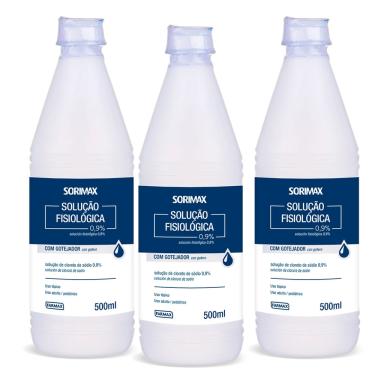 Imagem de Kit 3 Soro Fisiológico Sorimax Farmax 500ml