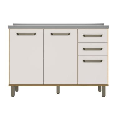 Imagem de Balcão Criare 120cm com Tampo 3 Portas 2 Gavetas Poliman