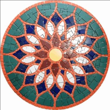 Imagem de Mandala Indiana Piso Mosaico Vitral árabe Cerâmico Tamanho 80cm