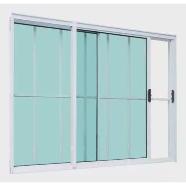 Imagem de Janela De Alumínio Com Grade 2 Folhas 100 X 150 Branco Linha Esmeralda