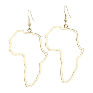 Imagem de QUSIJIA Conjunto de brincos femininos com mapa africano, coração da fé, estilo étnico, boêmio, trumpet, Metal, Sem pedra preciosa