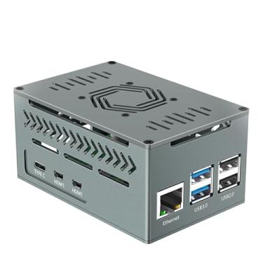 Imagem de Capa de alumínio para Raspberry Pi 5, com ventilador 4010 PWM e dissipadores de calor de cobre para Raspberry Pi 5