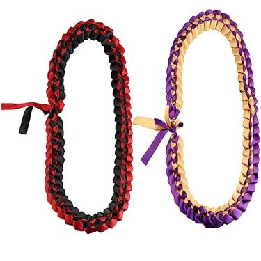Imagem de BNQL Colar havaiano Kukui Nut Lei formatura Leis colar grosso com fita presentes de formatura para ela e ele, Large, Aço inoxidável, Sem Pedra Preciosa
