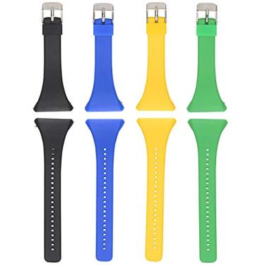 Imagem de QGHXO Pulseira para Polar FT4/FT7, pulseira de silicone macio ajustável para relógio Polar FT4/FT7 (4 peças: preto, azul, amarelo e verde)
