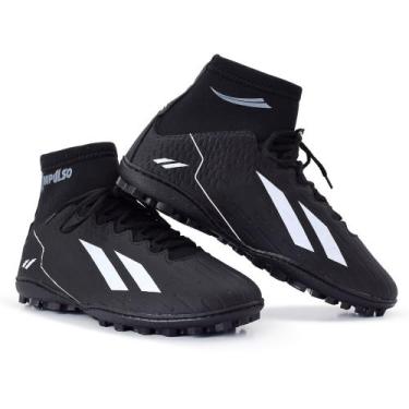 Imagem de Chuteira Society Cano Alto Futebol Grama Sintética Confortável Com Tra