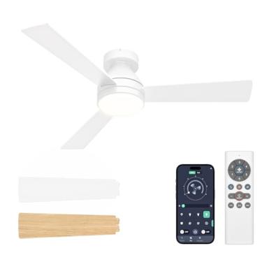 Imagem de VOLISUN Ventilador De Teto Com Luzes, Ventilador De Teto De Perfil Baixo De 42 Polegadas Com Luz E Controle Remoto, Reversível, 3 Cct, Regulável, Silencioso, Branco, Ventiladores De Teto Embutidos P