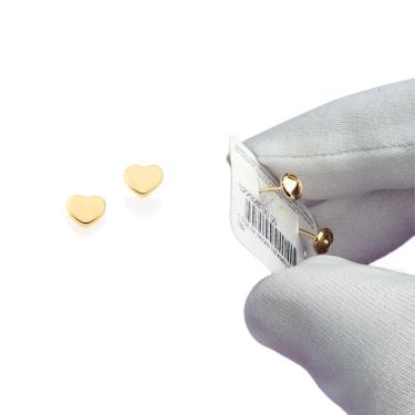 Imagem de Brinco Infantil Rommanel Coração Pequeno Folheado A Ouro