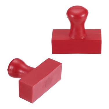 Imagem de PATIKIL Alça redonda de borracha de carimbo de 50 x 20 mm, 2 peças de puxadores de gaveta para entalhar, fazer bricolage, scrapbooking, vermelho