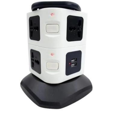 Imagem de Torre de Tomada com 7 Entradas, 2 USB, Bivolt, Proteção Contra Sobrecarga – Ideal para Escritório e Home Office