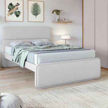 Imagem de Cama Casal 140cm MDF Loop Lopas - Branco/Korino Branco