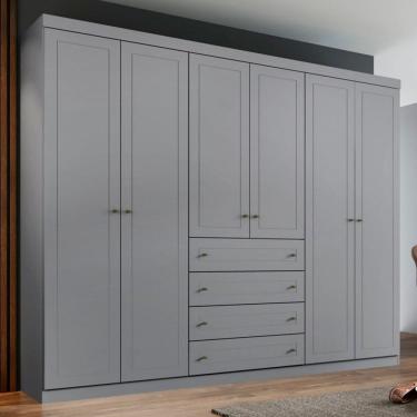 Imagem de Guarda-Roupa Casal Moscow 6 Portas 4 Gavetas Cinza - Pnr Móveis