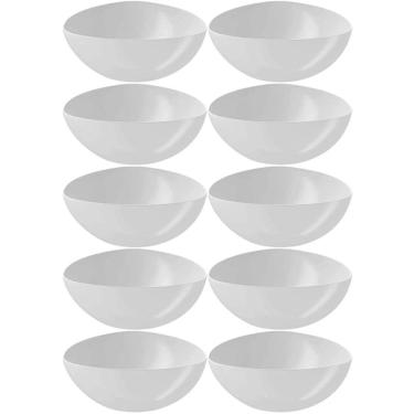 Imagem de Kit 10 Bacias Plásticas Saladeiras 2,5L Essential Coza Brancas Potes Triangulares