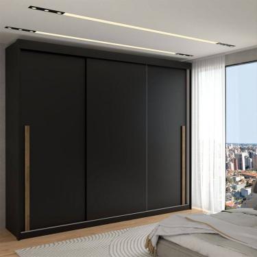 Imagem de Guarda-Roupa Casal Cardial 3 Portas 6 Gavetas Preto - Panorama Móveis