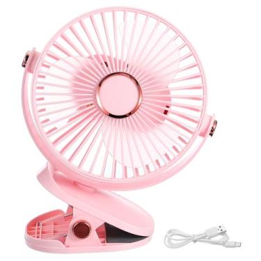 Imagem de PATIKIL Ventilador de mesa portátil, ventilador de acampamento de 15 cm com luz LED 5 velocidades, forte fluxo de ar, braçadeira resistente, silencioso, recarregável, alimentado por bateria para
