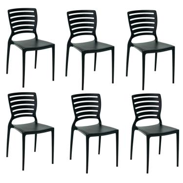 Imagem de Cadeira Sofia Preta Polipropileno e Fibra de Vidro 6un - Tramontina 92237/009