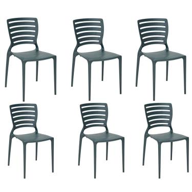 Imagem de Cadeira Sofia Grafite Polipropileno e Fibra de Vidro 6un - Tramontina 92237/007