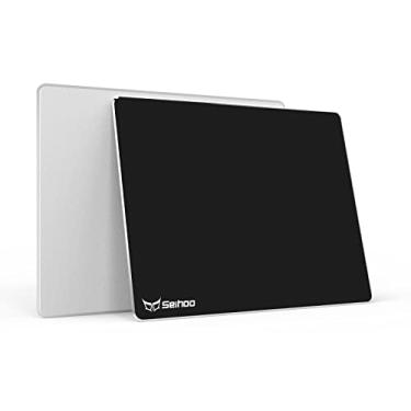 Imagem de Seihoo Mouse pad de metal alumínio premium rígido dupla face impermeável ultra suave material de escritório Blap mousepad controle rápido e preciso para laptop de escritório e jogos (preto, 24 x 20