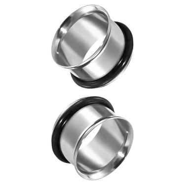 Imagem de XIMAX 2 peças de aço cirúrgico, alargador, alargador, joias, alargador, alargador, anéis de borracha, brincos, lóbulo, anel, túnel, 8 g