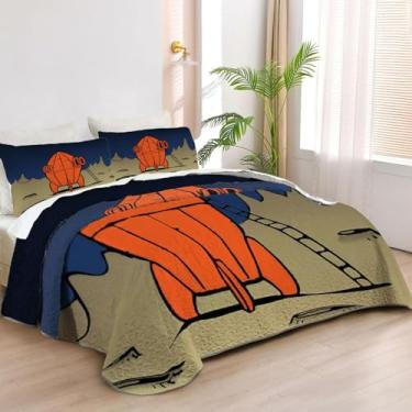 Imagem de Allenjoy Colchas Queen Size Cheese and Canine Adventures Jogo de cama de filme animado cobertor de cama tecido lavável com 2 fronhas SC00382-007