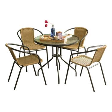 Imagem de Conjunto Jardim Varanda Aco E Rattan 4 Cadeiras E Mesa - Rio
