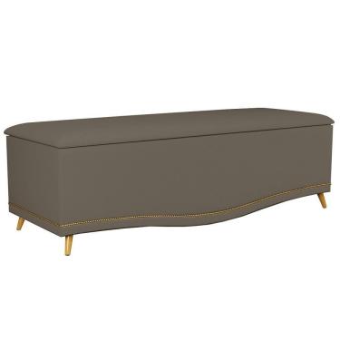 Imagem de Calçadeira Baú Casal 140cm Com Tachas Imperial J02 Sintético Areia - Mpozenato