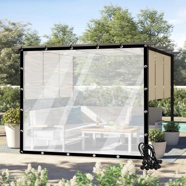 Imagem de Painéis laterais à prova d'água com ilhós cortina de lona transparente 0,14mm GAZEBOS TARP TARP Folha de plástico Tela, personalizável, transparente, 1,5x2m/4.92x6.56ft