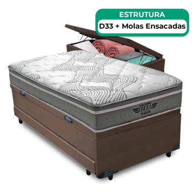 Imagem de Bicama Baú Solteiro E Colchão Ibiza Molas Vstore 78x188x22