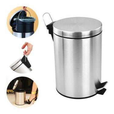 Imagem de Lixeira em Aço Inox 3 Litros Com Pedal e Cesto Removível para Banheiro