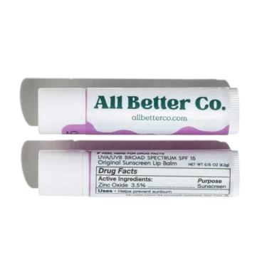 Imagem de All Better Co. Lippy (Pacote Com 2) - Bálsamo Labial Transparente Fps 15, Óxido De Zinco Não Nano, Vitamina E, Cera Abelha Orgânica E Extratos Vegetais Calmantes