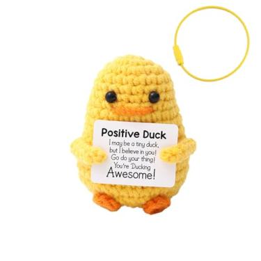 Imagem de AskLady Crochet Easter Basket Stuffers Positive Duck Crochet for Friend for Mom Grandma Dad Grandpa Daughter Son Mini Gifts, Emotional Coworker Sister Brother Support Small Birthday Gifts