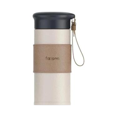 Imagem de Garrafa Térmica De Aço Inoxidável 330/450ml Com Textura De Couro Portá