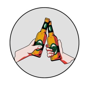 Imagem de Adesivo Decorativo Redondo, Tema Bebidas, 50mm, Vários Modelos (CJ-381, BOPP, 50MM)