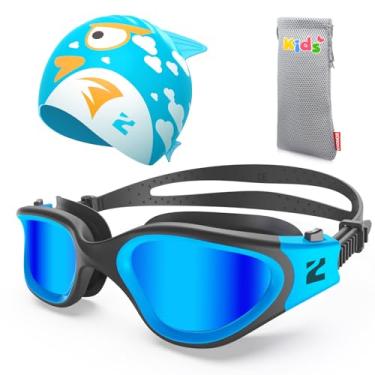 Imagem de ZIONOR Óculos de natação infantil com tampa, G1 MINI SE Óculos de natação antiembaçamento com touca de natação de silicone para crianças