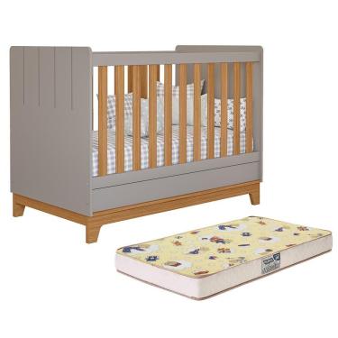 Imagem de Berço Mini Cama Biscoito com Colchão Supreme Estrutura em MDF Fendi com Grade de Proteção