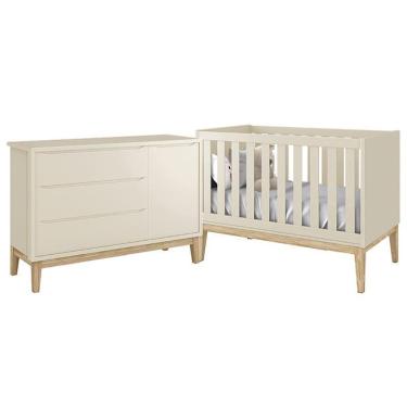 Imagem de Conjunto de Quarto Classic com 1 Porta e 3 Gavetas em MDF 135cm Bege Reller Móveis