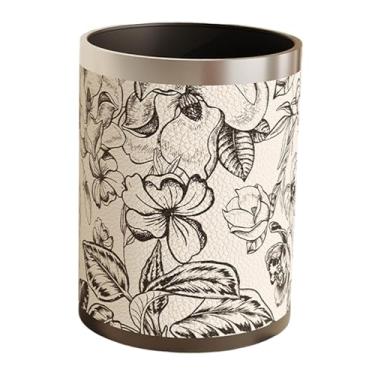 Imagem de Ioensy Lixeira de couro PU, acessório para lata de lixo de grande capacidade, lixeira de luxo para cozinha, para banheiro, escritório e casa, Style C