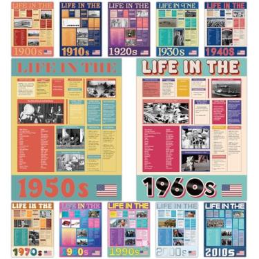 Imagem de 12 peças de pôsteres de história dos EUA, pôster de estudos sociais, decoração de sala de aula, quadro de avisos de história do mundo, pôsteres educativos para professores, estudantes, ensino médio