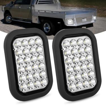 Imagem de Nilight Luz traseira de reboque retangular de 12,7 cm x 7,6 cm, 2 peças, branca, 24 LEDs, luz de ré, com ilhós de montagem embutida, plugues IP67 à prova d'água para caminhão de 12 V, ATV, UTV,