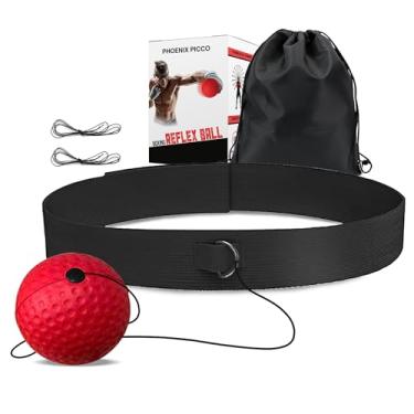 Imagem de PHOENIX PICCO Conjunto de treinamento de bola reflexa de boxe com faixa de cabeça ajustável, bola de perfuração de equipamento de boxe ótima para reflexo, foco e coordenação olho-mão, presentes