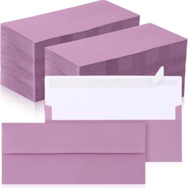 Imagem de Jutom Envelopes Kraft, 500 unidades, tamanho carta, número 10, negócios, forte, selado, 10 x 23 cm, aba, escritório, impressão, envelopes sem janelas, invisível (rosa roxo)