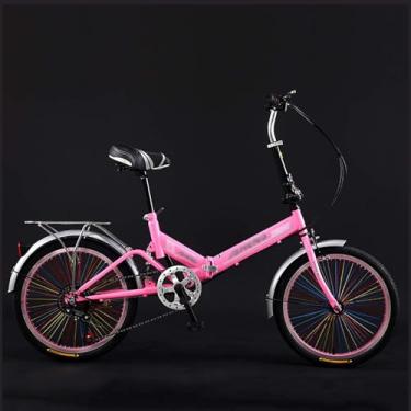 Imagem de Bicicleta Dobrável De 20 Polegadas Com Absorção De Choque Masculina E Feminina Adulta Senhora Bicicleta Portátil Para Deslocamento De Bicicleta, Pink, 20in