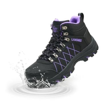 Imagem de LANSNBO Botas Femininas Impermeáveis Com Biqueira De Aço, Calçados Trabalho Largos E Antiderrapantes, Tênis Segurança Leves Resistentes, Compostos Construção Indestrutível (Hei Zi-W- 37,5)