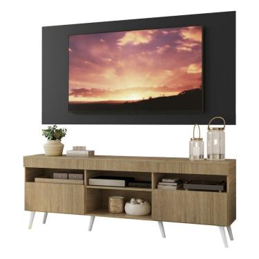 Imagem de Rack Com Painel Tv 65" Retrô Londres Multimóveis V3337 Preto/rustic/branco Preto/rustic/branco